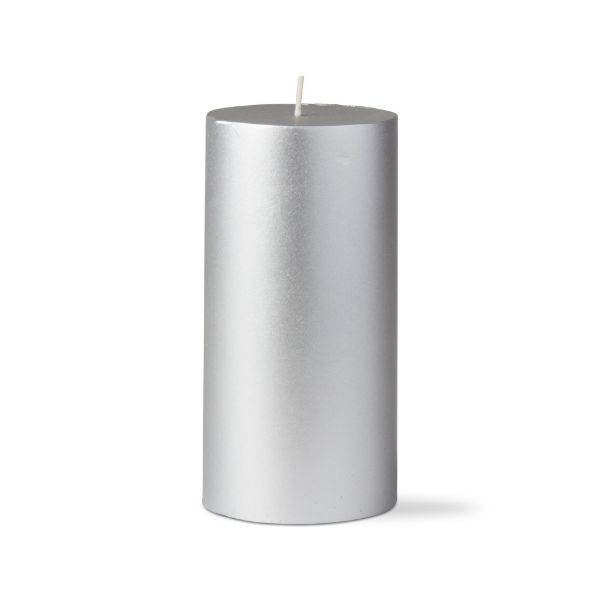 Picture of metallic pillar candle 3x6 - silver