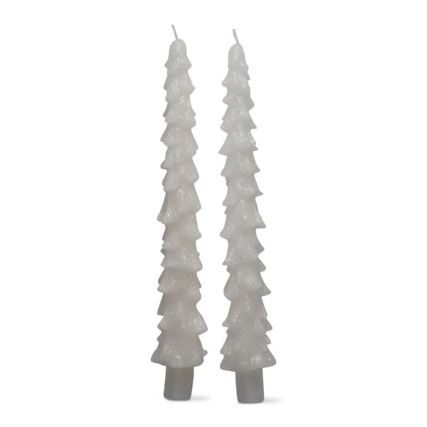 Picture of spruce taper candles set of 2 - white