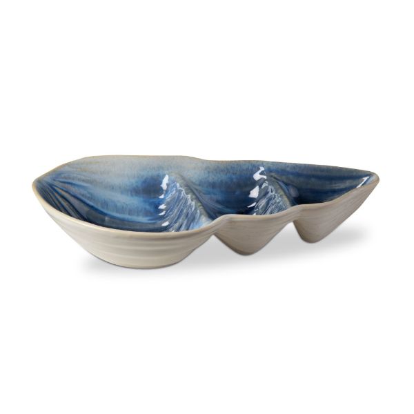 Picture of conch shell divided dish - blue, multi