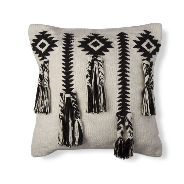 Picture of ziba pillow with tassels - black, multi