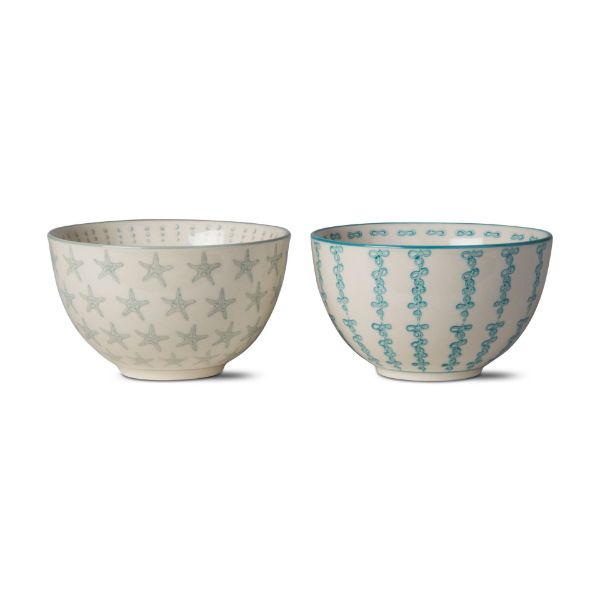 Picture of coastal stamp snack bowl assortment of 2 - multi