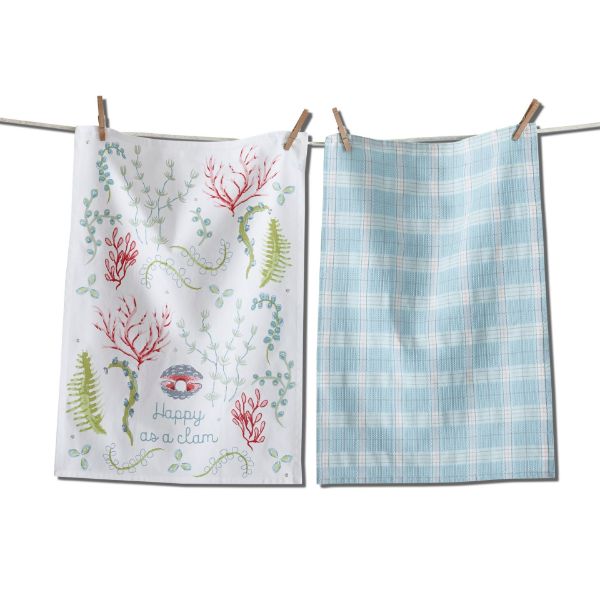 Picture of happy as a clam dishtowel set of 2 - multi