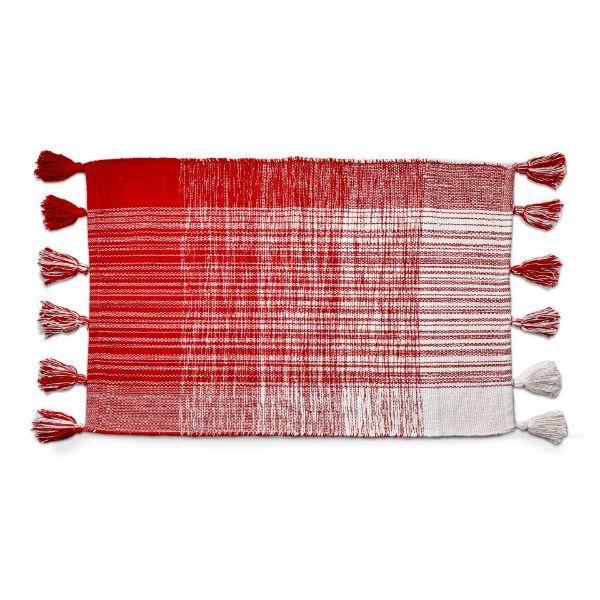 Picture of tassel plaid rug - red