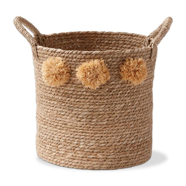 Picture of seagrass pom pom basket - natural