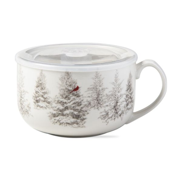 Picture of winter sketch soup mug with lid - multi