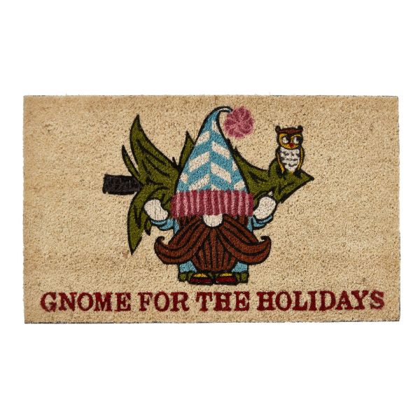 Picture of gnome for holidays rubber backed mat - multi