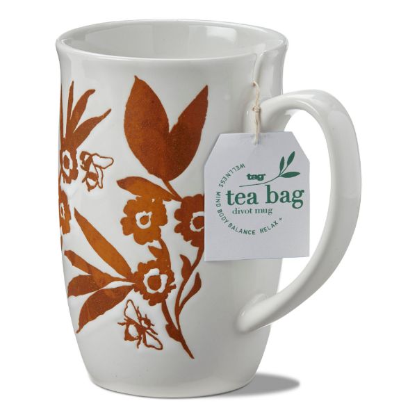 Picture of bee divot tea mug - white, multi