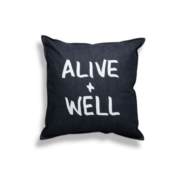 Picture of alive and well pillow - blue Denim