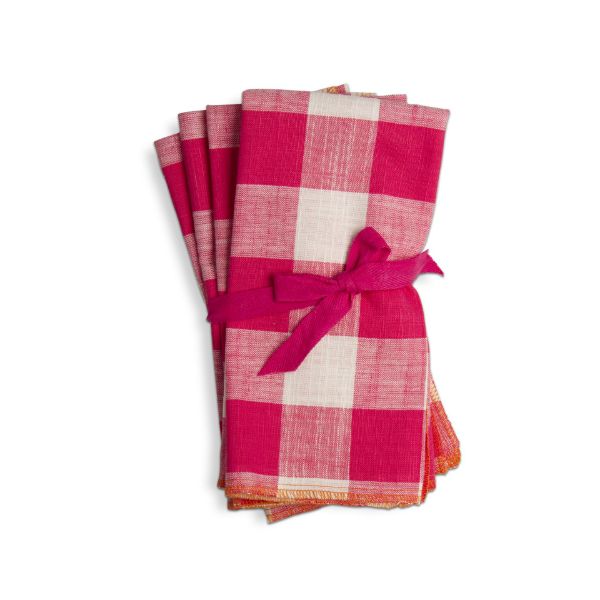 Picture of gingham napkin set of 4 - Pink