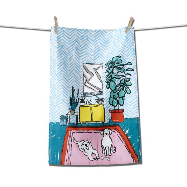 Picture of playful dogs dishtowel - Multi