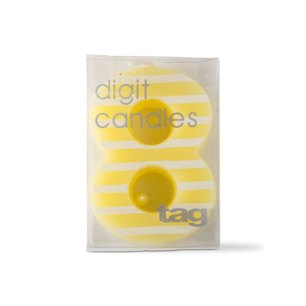 Picture of eight digit party candle stripes - yellow, multi