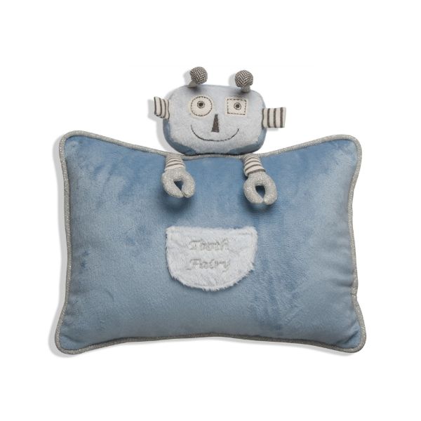Picture of rivet robot tooth fairy pillow - blue, multi