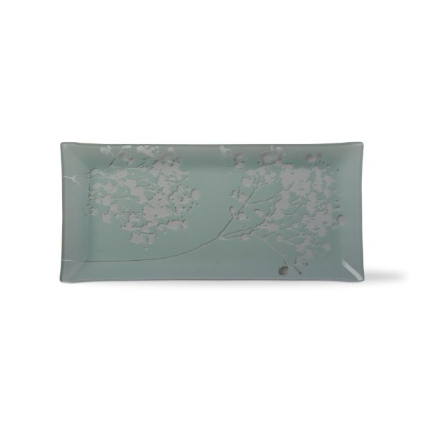 Picture of wild flower pressed glass plate - white, multi