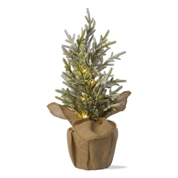 Picture of led pine tree with burlap pot - green, multi