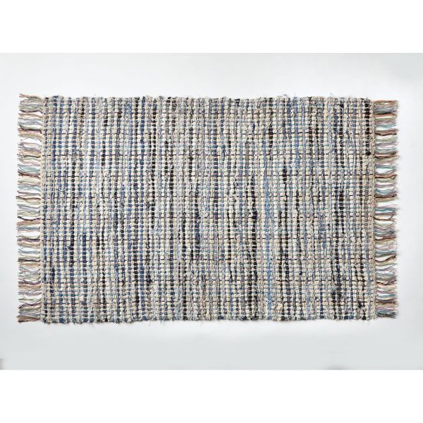 Picture of plaid chindi rug - blue, multi