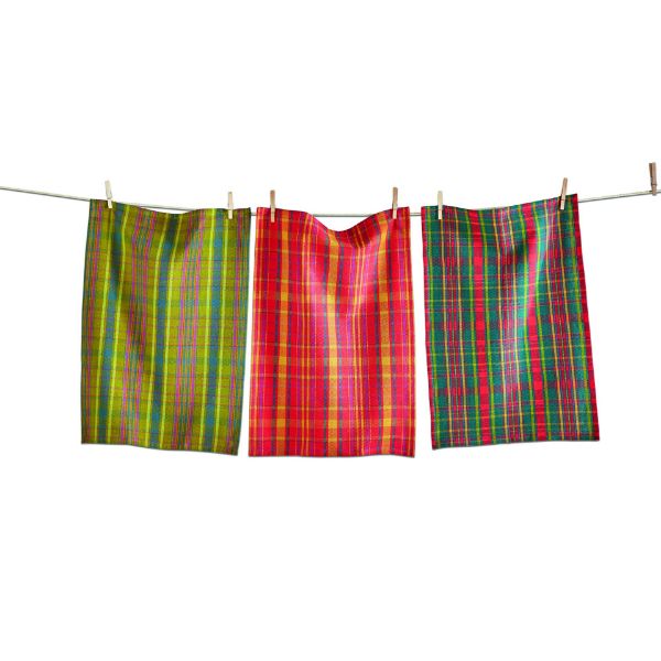 Picture of textured weave dishtowel set of 3  - harvest, multi