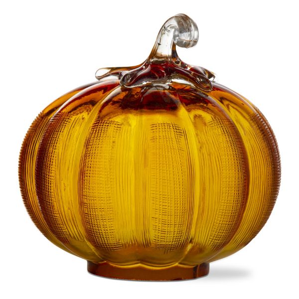Picture of cross hatch glass small pumpkin - amber