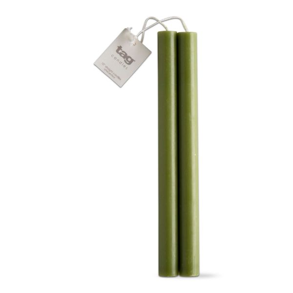Picture of 10 inch straight candle set of 2 - olive