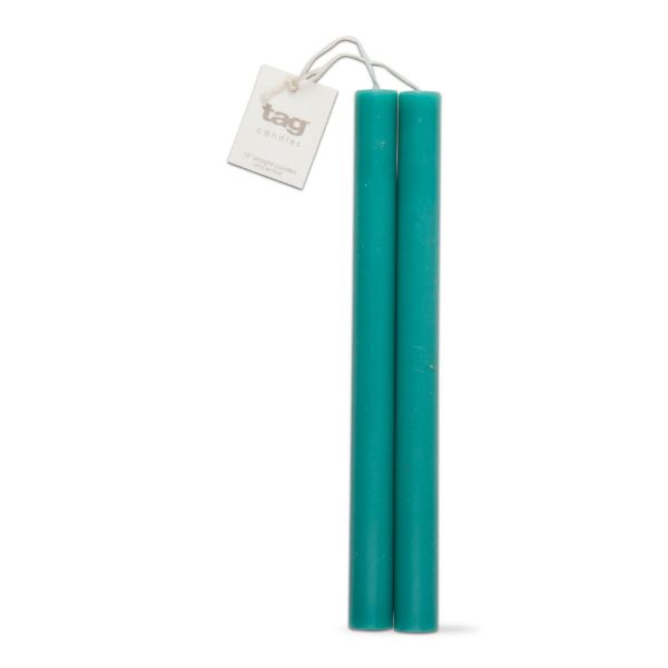Picture of 10 inch straight candle set of 2 - turquoise