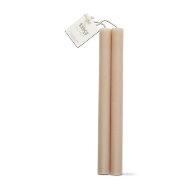 Picture of 10 inch straight candle set of 2 - linen