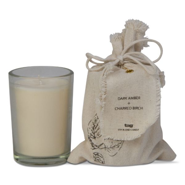 Picture of mood dark amber and charred birch soy blend candle - ivory