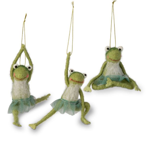 Picture of ballerina frog ornament assortment of 3  - green, multi