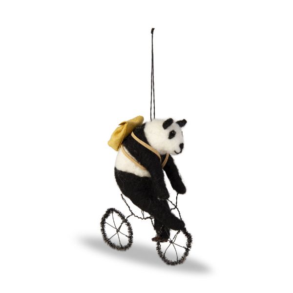 Picture of bicycling panda ornament - black, multi