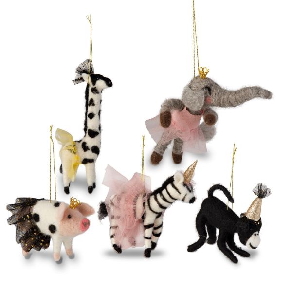 Picture of party animals ornament assortment of 5  - multi