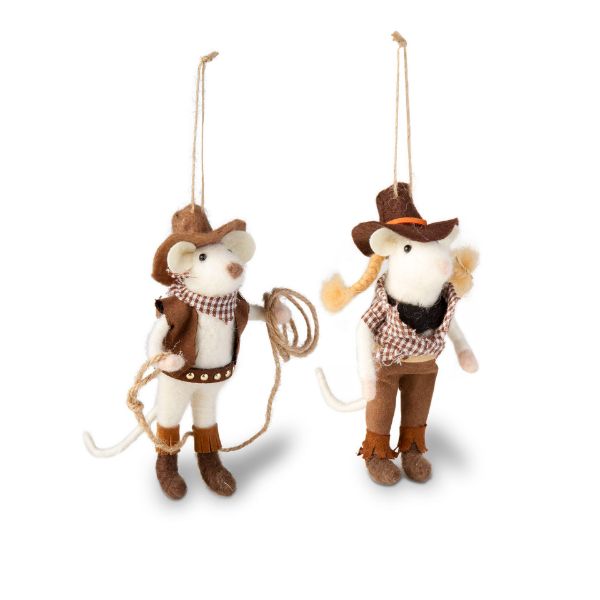 Picture of cowgirl and cowboy mice ornament assortment of 2 - multi