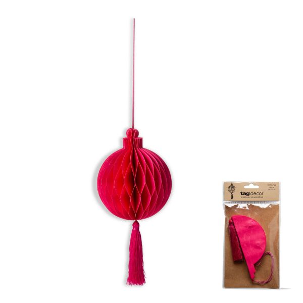 Picture of honeycomb paper ornament with tassel - fuchsia