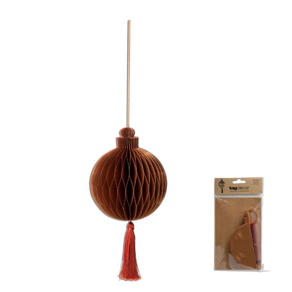 Picture of honeycomb paper ornament with tassel - copper