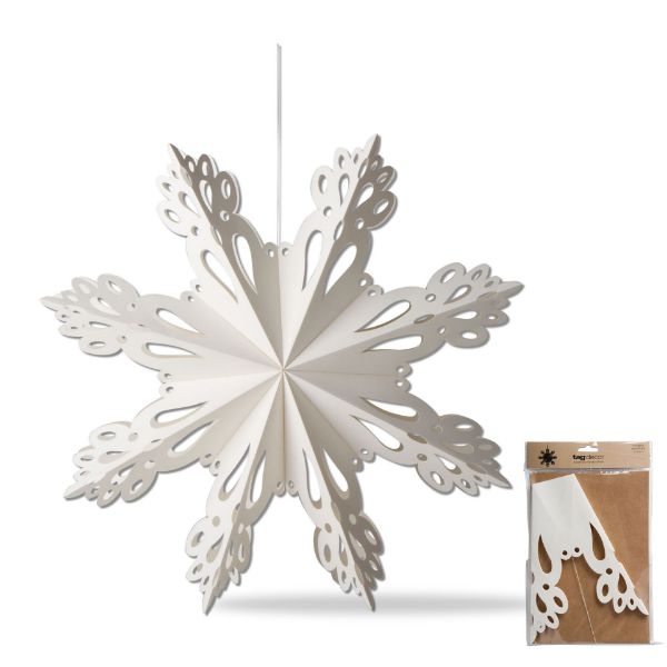 Picture of 9 inch snowflake paper hanging decor - white