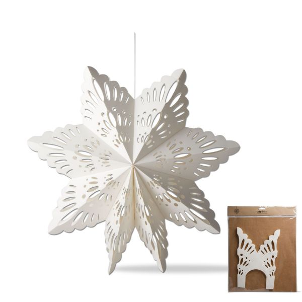 Picture of 18 inch alpine snowflake paper hanging decor - white