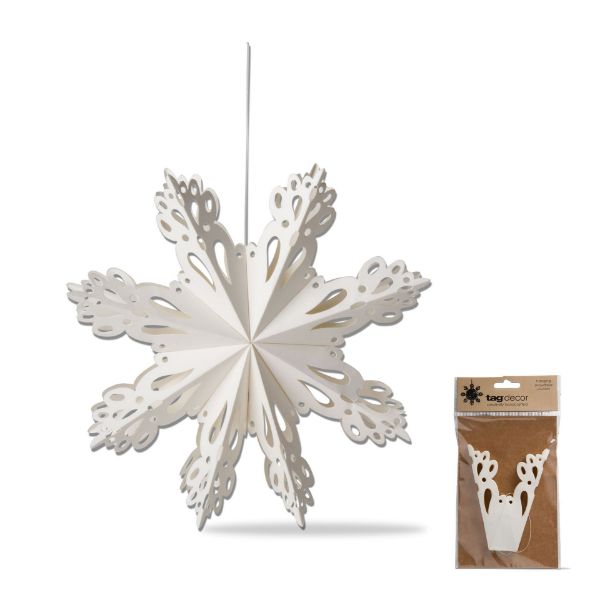 Picture of 6 inch snowbird snowflake hanging decor - white