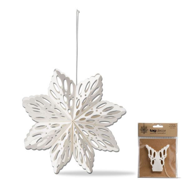 Picture of 6 inch alpine snowflake hanging decor - white