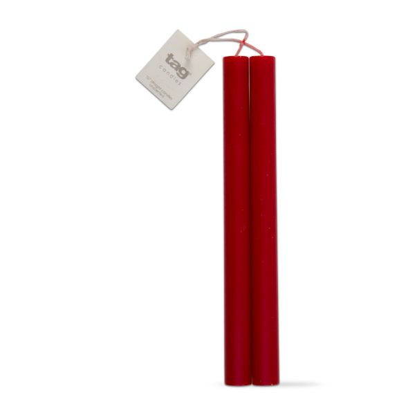 Picture of 10 inch straight candle set of 2 - red