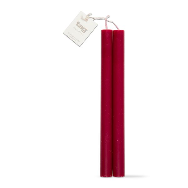 Picture of 10 inch straight candle set of 2 - cranberry