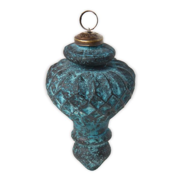 Picture of 5 inch textured antique glass ornament - turquoise