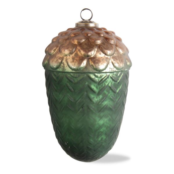 Picture of 8.75 inch acorn glass ornament - green, multi