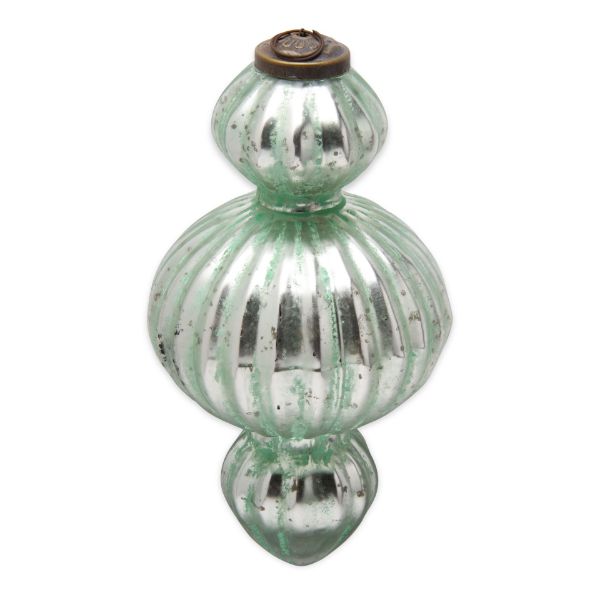 Picture of 8.25 inch textured antique glass ornament - green, multi