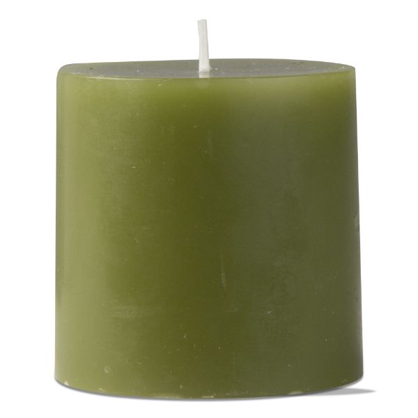 Picture of 3x3 tag color pillar color candle - olive