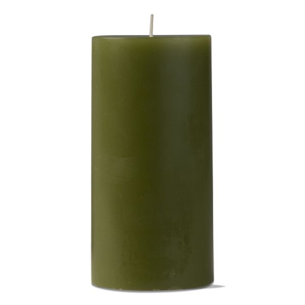 Picture of 3x6 tag color pillar color candle  - olive