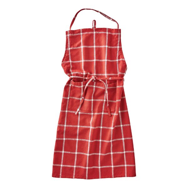 Picture of tag classic check slub apron - red
