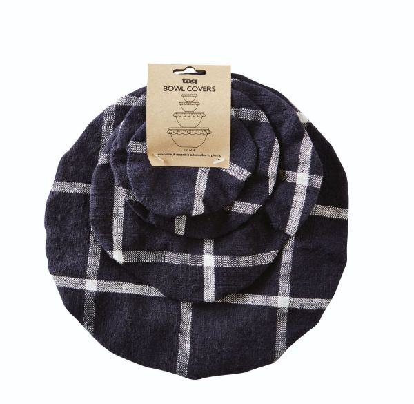 Picture of classic check bowl cover set of 4 - black