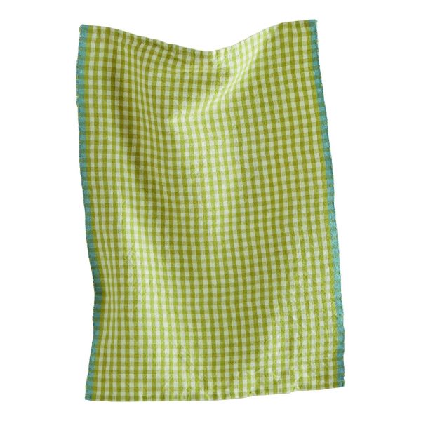 Picture of tag linen & cotton check dishtowel - citron green