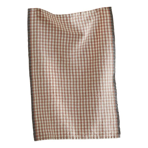 Picture of tag linen & cotton check dishtowel - blush