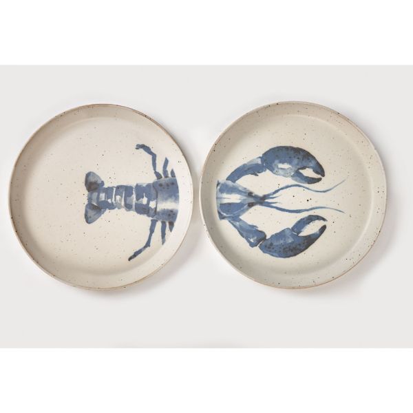Picture of lobster app plate set of 2 - blue, multi
