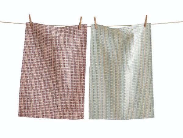 Picture of endless summer chambray stripe waffle weave dishtowel set of 2 - multi
