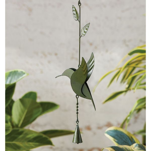Picture of hummingbird wind chime - moss green