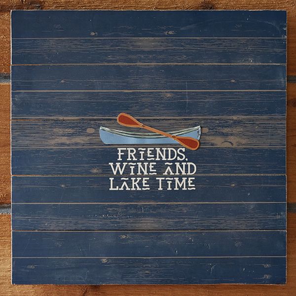 Picture of friends wine time wall art - blue, multi